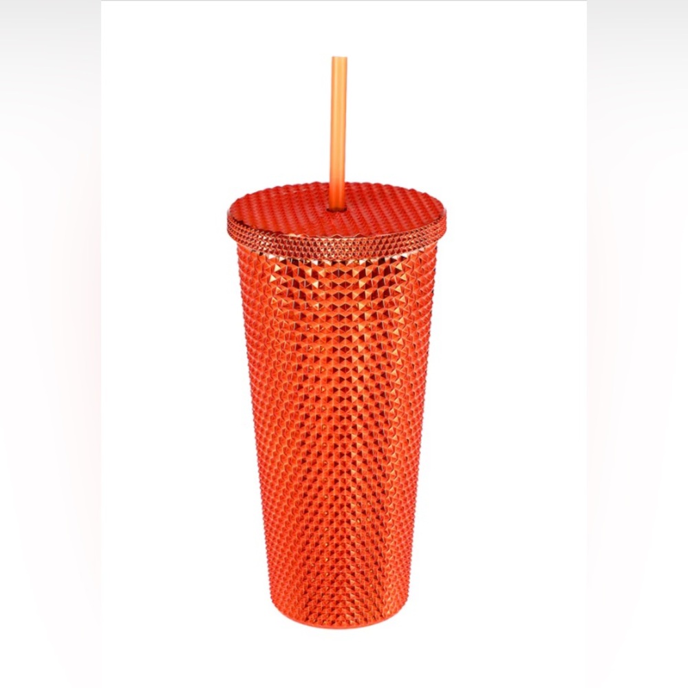 Studded Tumbler Orange with Straw